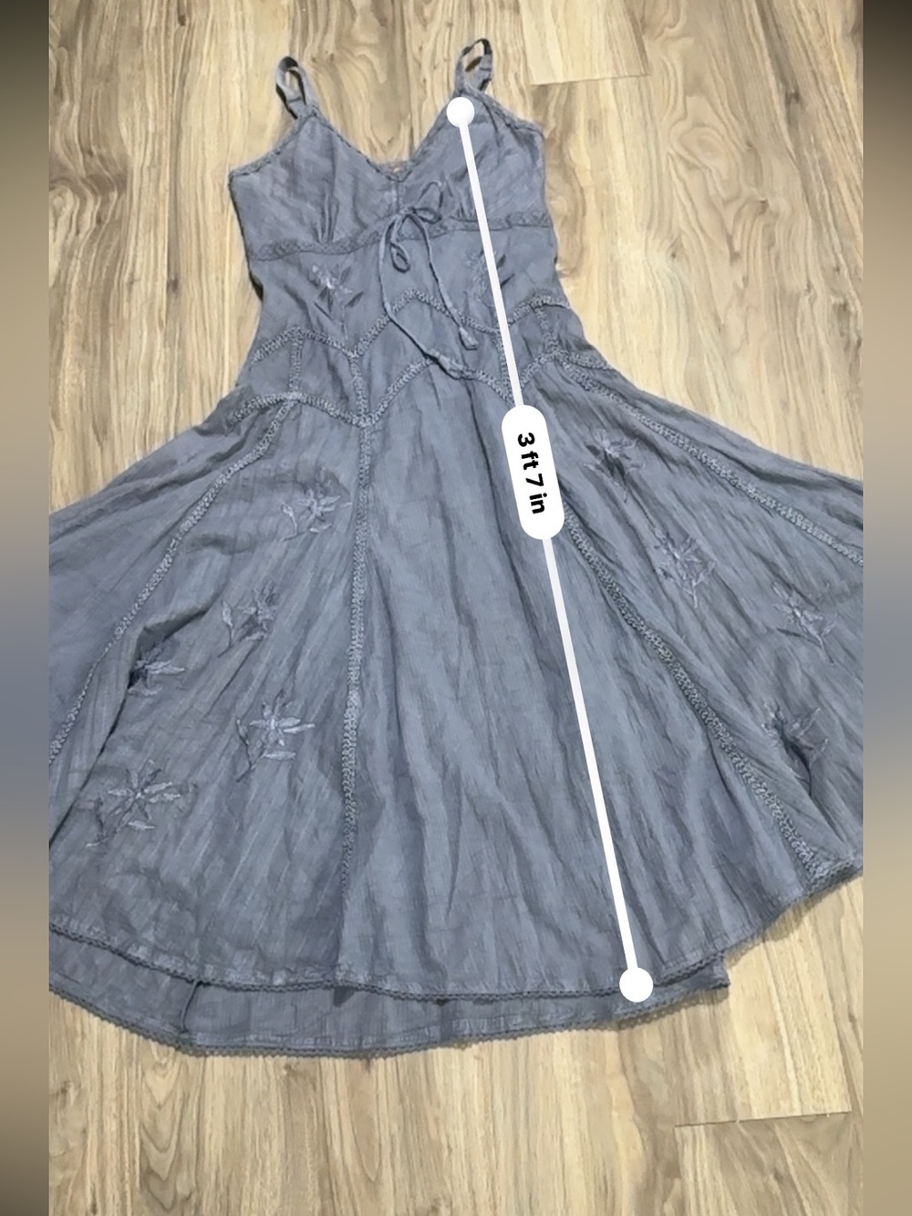 Scully Slate Blue V-Neck Midi Dress with Tie Waist - Picture 11 of 15